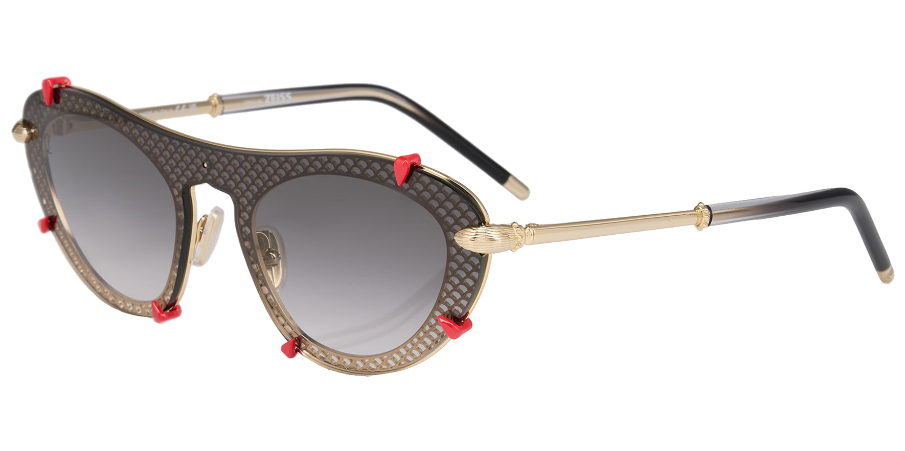 Christian Louboutin Dolly LB0007 Women Pale Gold-Tone Oval Sunglasses LB0007-32B Smoke Gradient Lens 143mm
