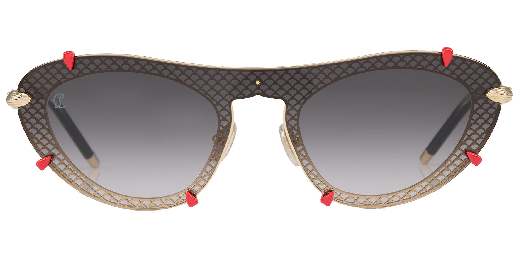 Christian Louboutin Dolly LB0007 Women Pale Gold-Tone Oval Sunglasses LB0007-32B Smoke Gradient Lens 143mm