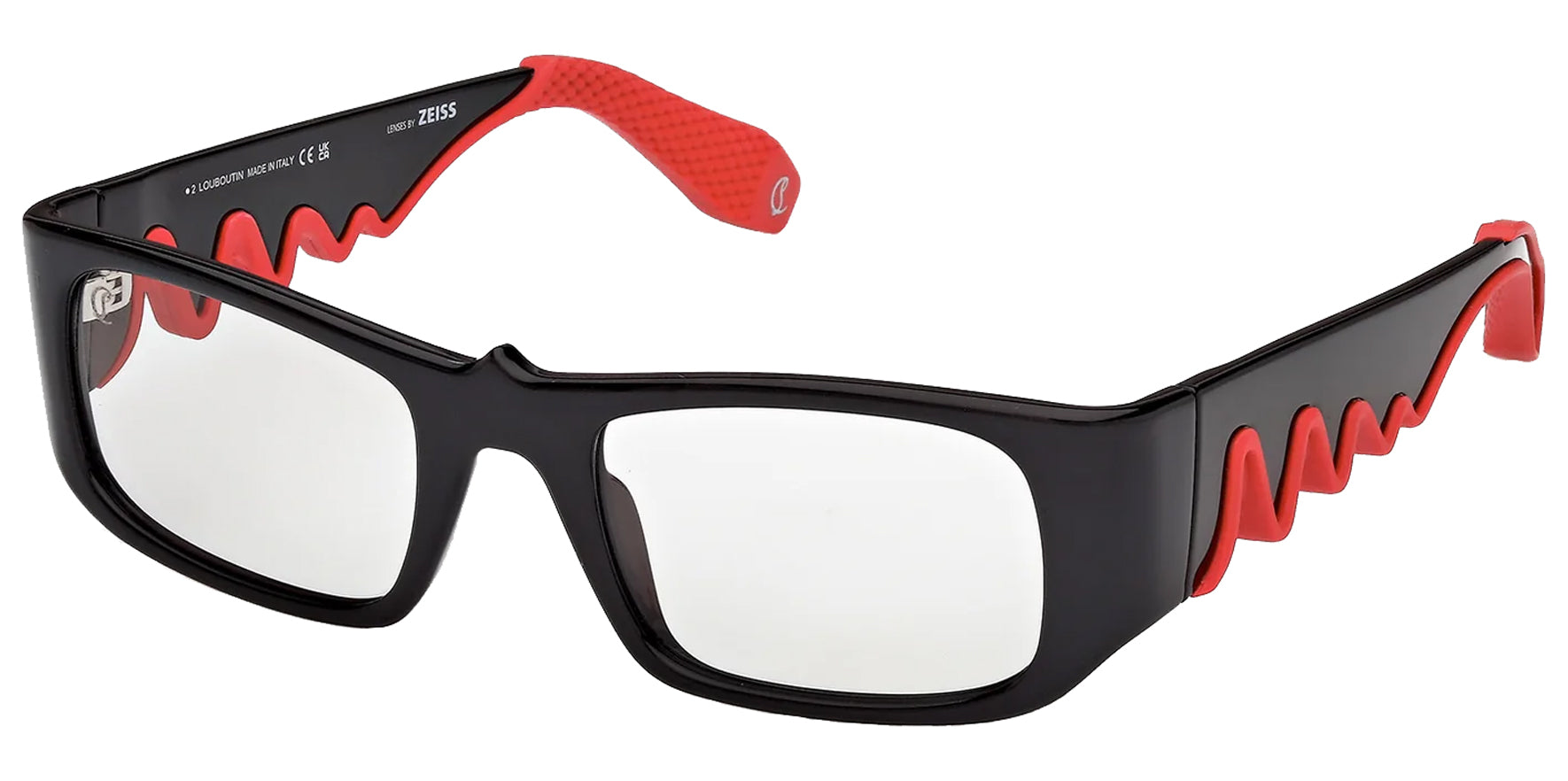 Christian Louboutin Loubishark LB0017 Men Black Rectangular Sunglasses LB0017-01A Smoke Lens 53mm