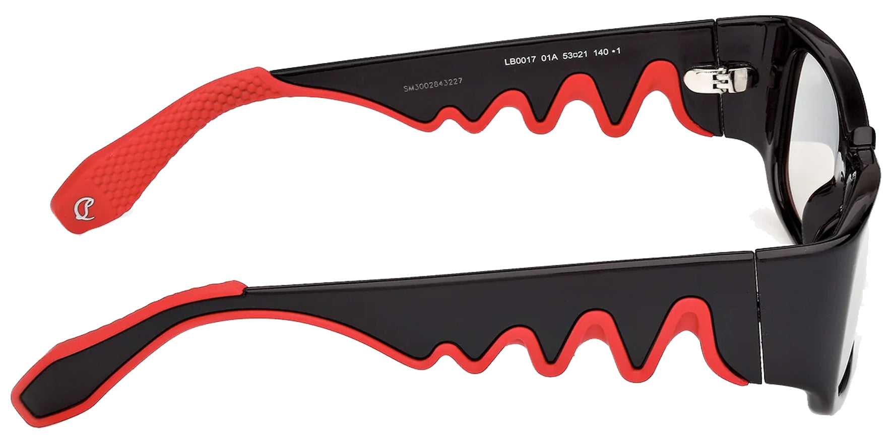 Christian Louboutin Loubishark LB0017 Men Black Rectangular Sunglasses LB0017-01A Smoke Lens 53mm