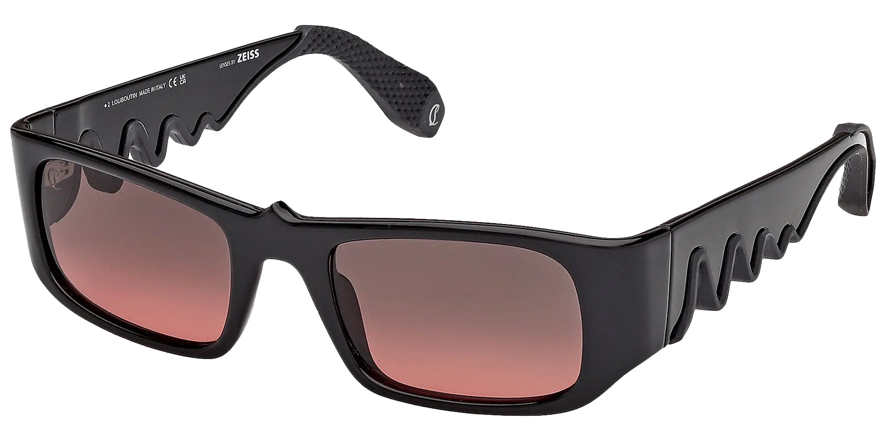 Christian Louboutin Loubishark LB0017 Men Black Rectangular Sunglasses LB0017-01B Smoke Gradient Lens 53mm