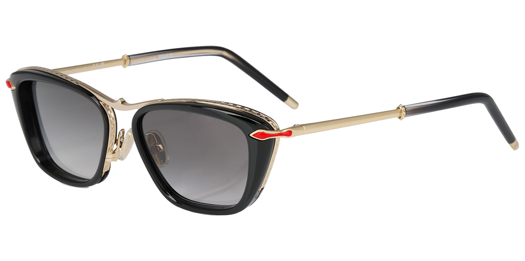Christian Louboutin Dolly LB0022 Women Black/Pale Gold-Tone Geometric Sunglasses LB0022-01B Smoke Gradient Lens 54mm