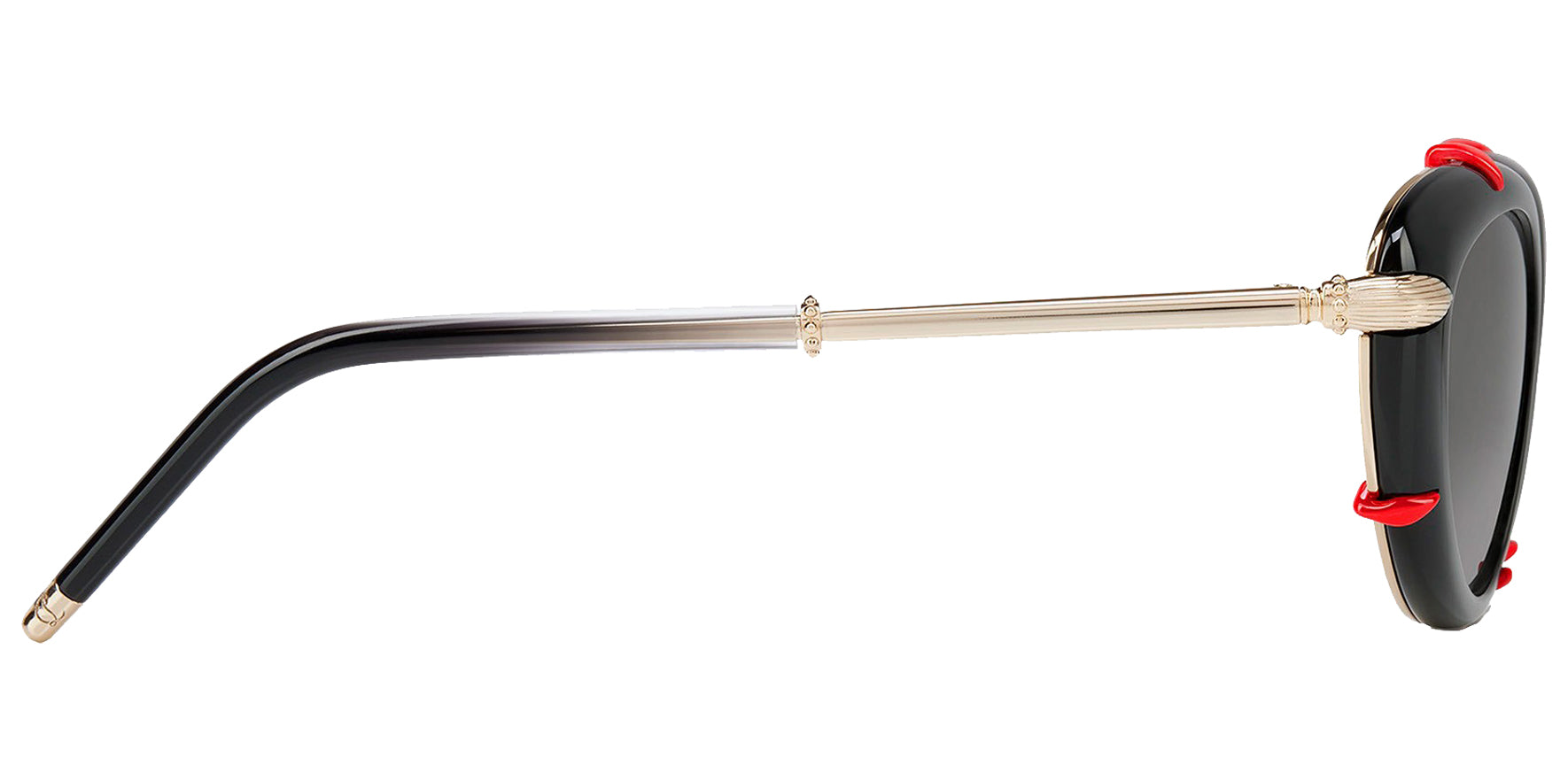 Christian Louboutin Dolly LB0022 Women Black/Pale Gold-Tone Geometric Sunglasses LB0022-01B Smoke Gradient Lens 54mm