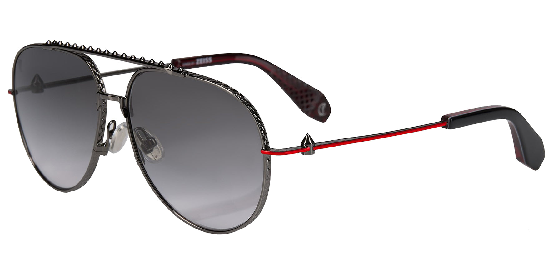 Christian Louboutin Greggo LB0029 Shiny Gunmetal Pilot Sunglasses LB0029-08B Smoke Gradient Lens 61mm