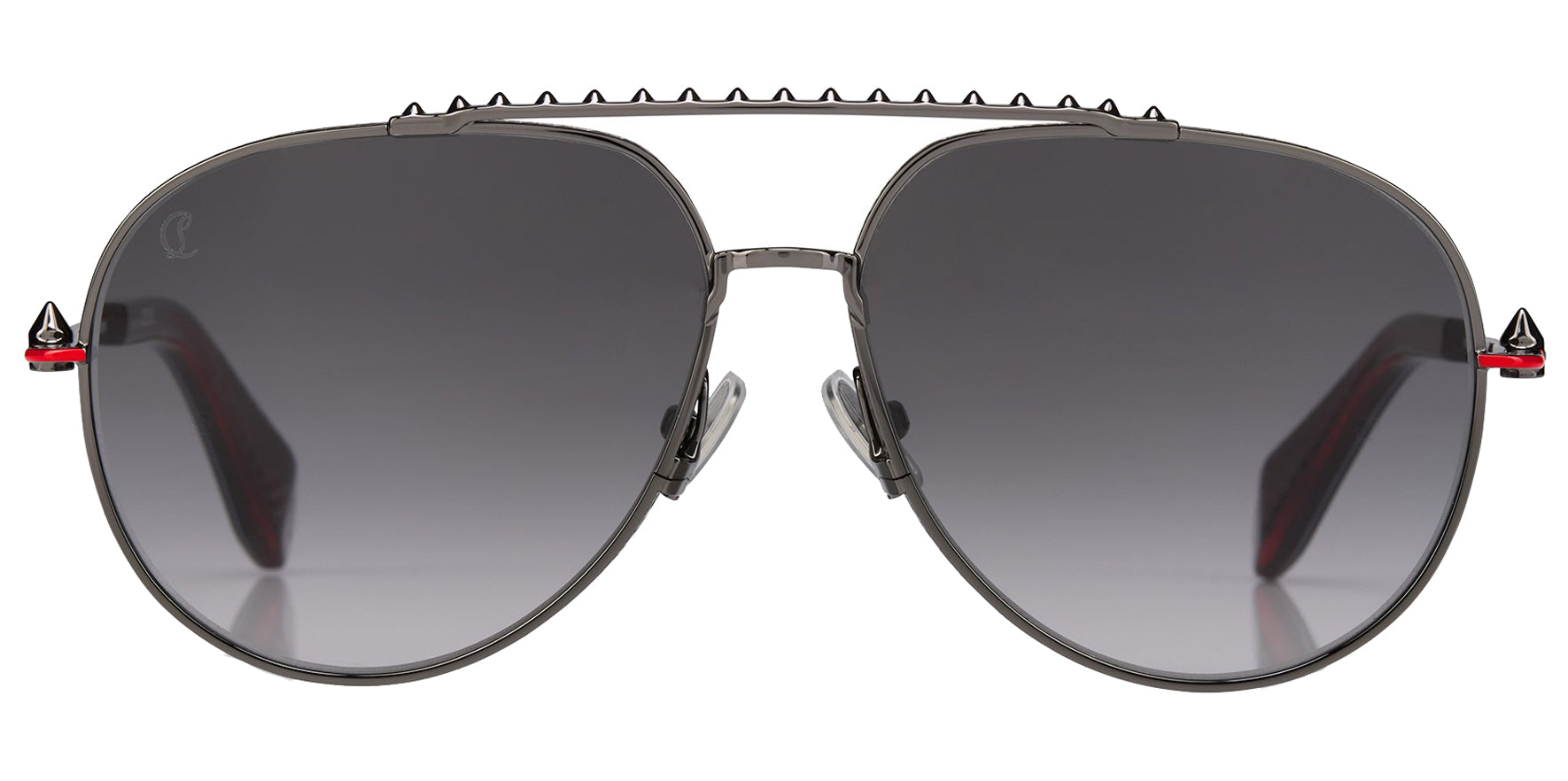 Christian Louboutin Greggo LB0029 Shiny Gunmetal Pilot Sunglasses LB0029-08B Smoke Gradient Lens 61mm