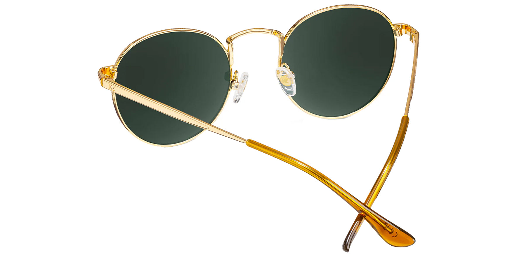 Knockaround Love &amp; Haights Gold-Tone Round Sunglasses LHAV3032 Polarized Aviator Green Lens 49mm