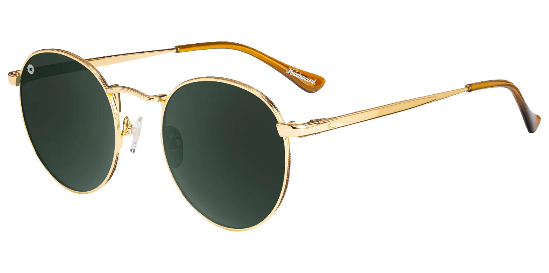 Knockaround Love &amp; Haights Gold-Tone Round Sunglasses LHAV3032 Aviator Green Polarized Lens 49mm