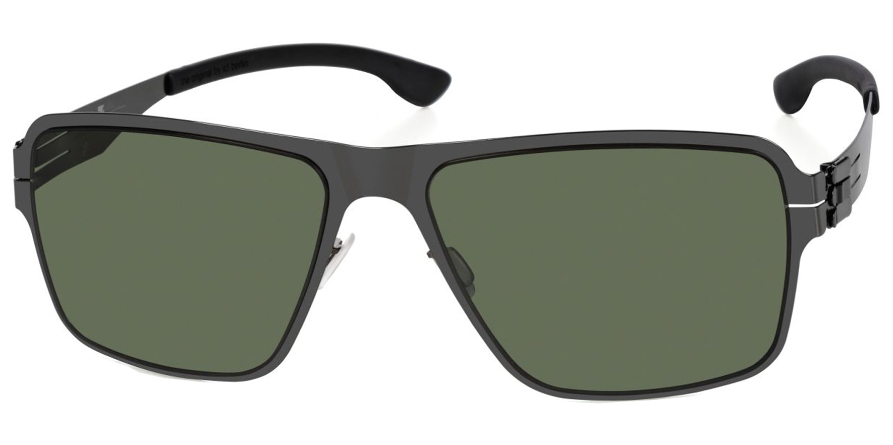 Ic! Berlin Steve B. Men Gunmetal Rectangle Sunglasses M1426023023T02902DO Green Polarized Lens 58mm