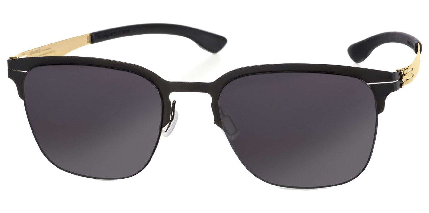 Ic! Berlin The Antihero Men Black/Sun Gold-Tone Browline Sunglasses M1427002003T02405DO Black Mirrored Lens 54mm