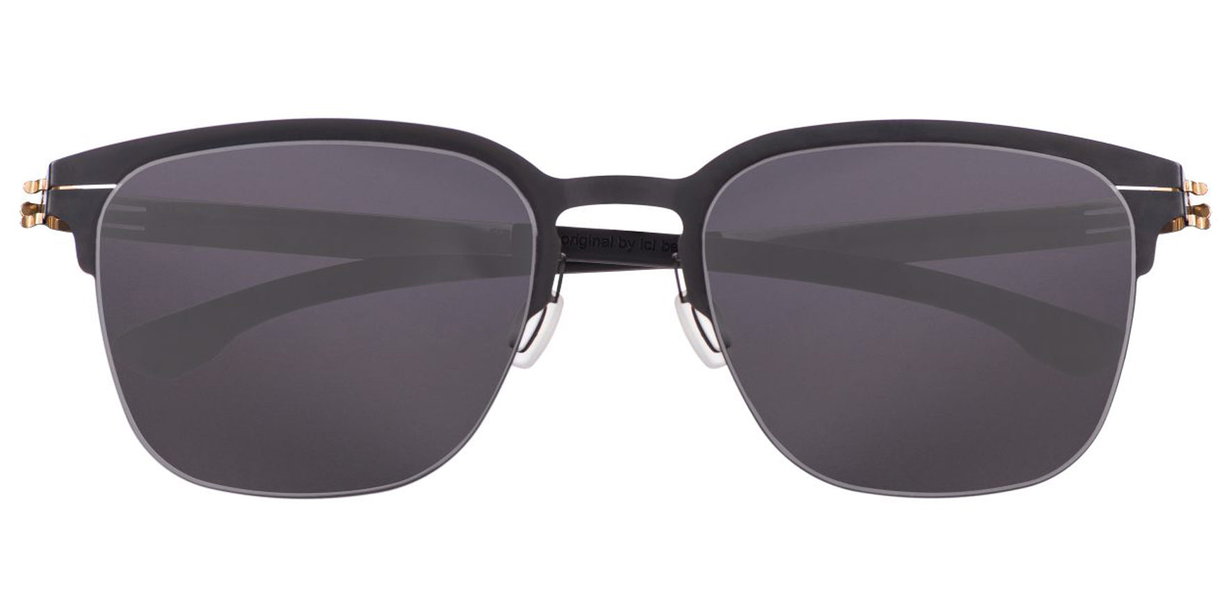 Ic! Berlin The Antihero Men Black/Sun Gold-Tone Browline Sunglasses M1427002003T02405DO Black Mirrored Lens 54mm