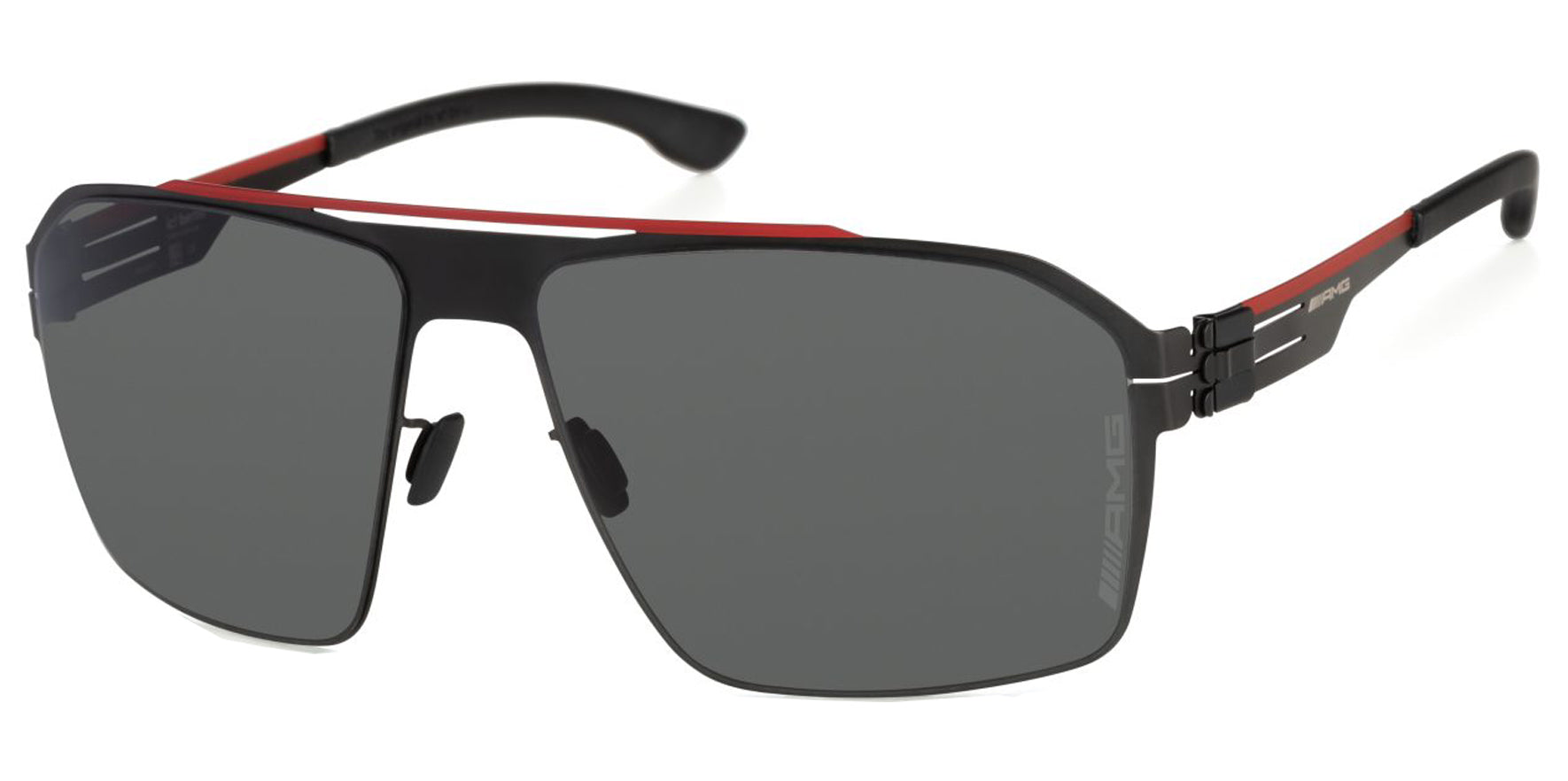 Ic! Berlin AMG 02 Men Red Bridge-Black Aviator Square Sunglasses M1573179174T02132MD Dark Solid Lens 62mm