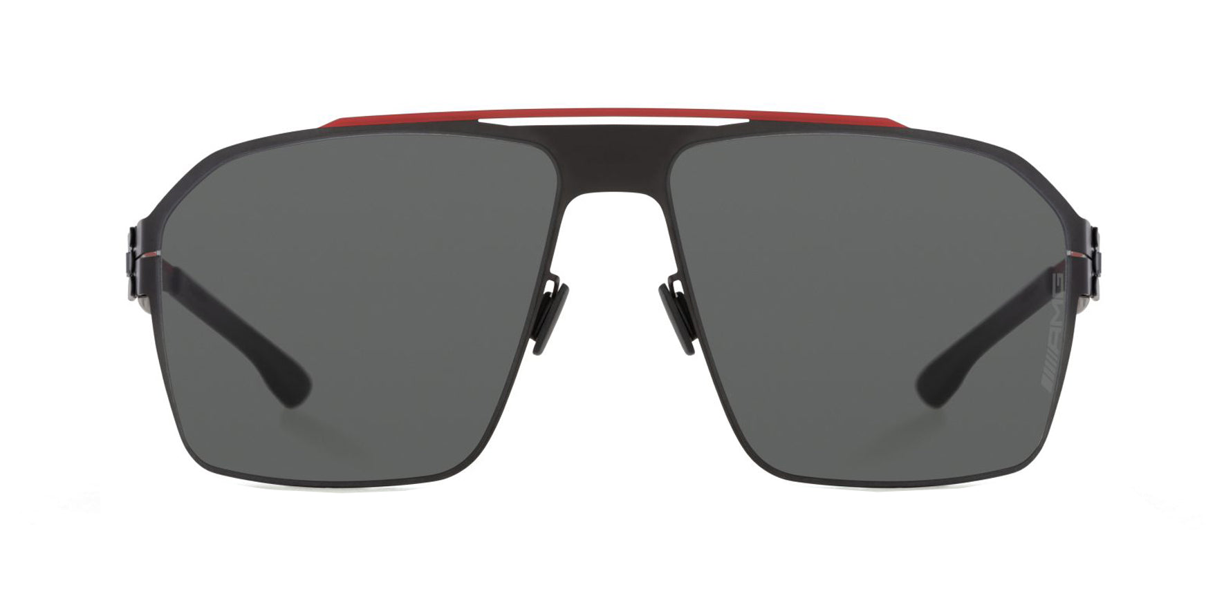 Ic! Berlin AMG 02 Men Red Bridge-Black Aviator Square Sunglasses M1573179174T02132MD Dark Solid Lens 62mm