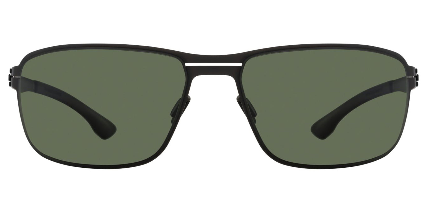 Ic! Berlin Lance Men Black Square Sunglasses M1606002002T02902DO Green Polarized Lens 65mm