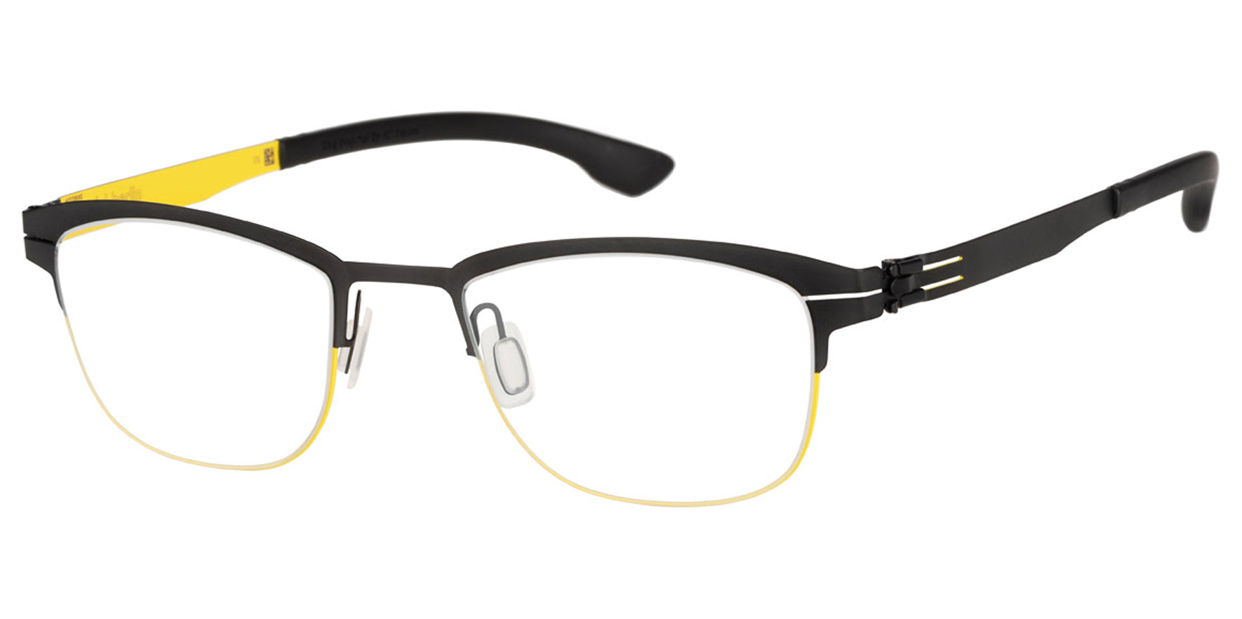 Ic! Berlin Sulley Acid Yellow Black Valley Square Eyeglass Frames M1626B029B030T02007DO Clear Demo Lens 48mm