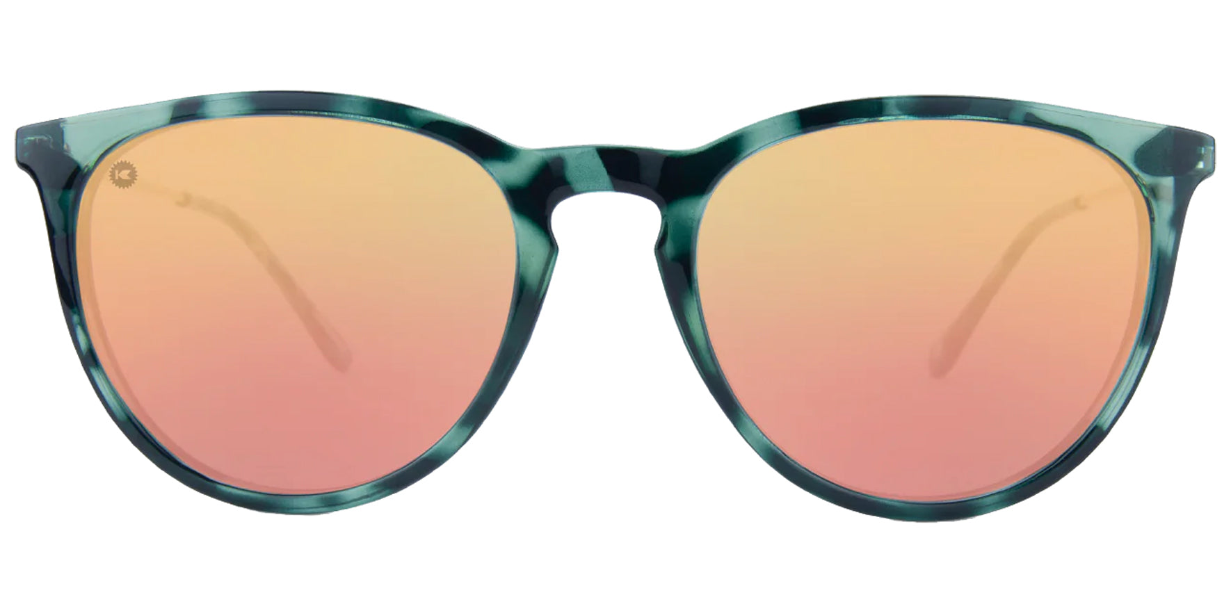 Knockaround Mary Janes Glossy Slate Tortoise Round Sunglasses MJRO3115 Rose Gold Mirrored Polarized Lens 53mm