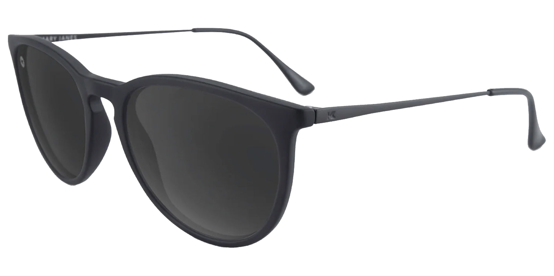 Knockaround Mary Janes Matte Black Round Sunglasses MJSK3080 Smoke Polarized Lens 53mm