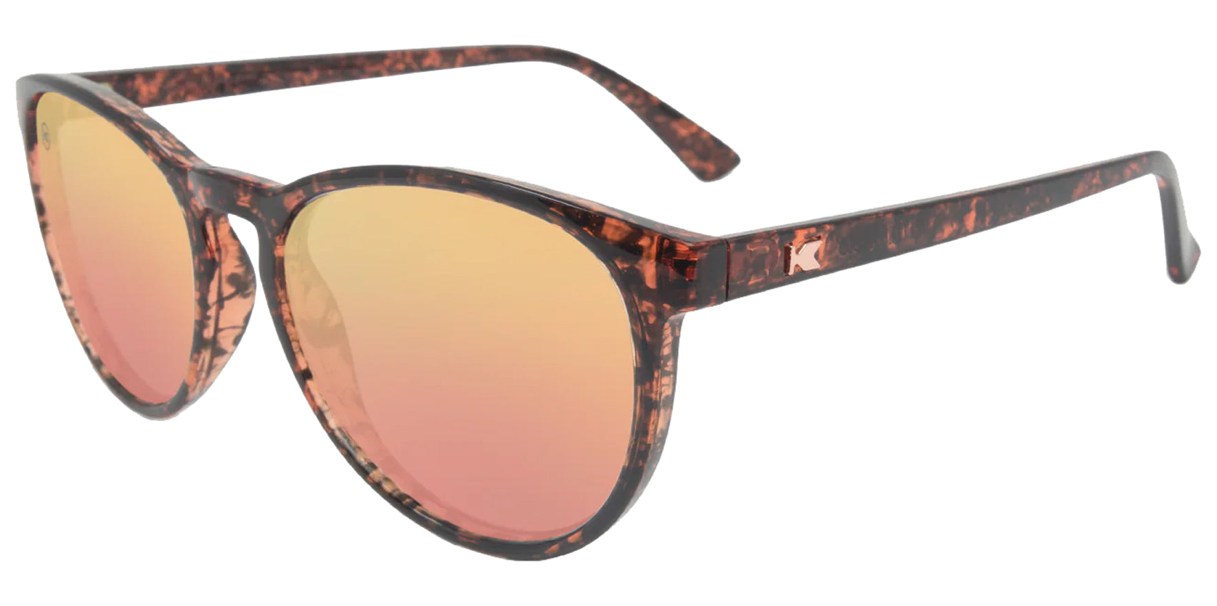 Knockaround Mai Tais Pink Ink Glossy Auburn Inky Tortoise Round Sunglasses MTRO3196 Rose Gold Polarized Lens 54mm