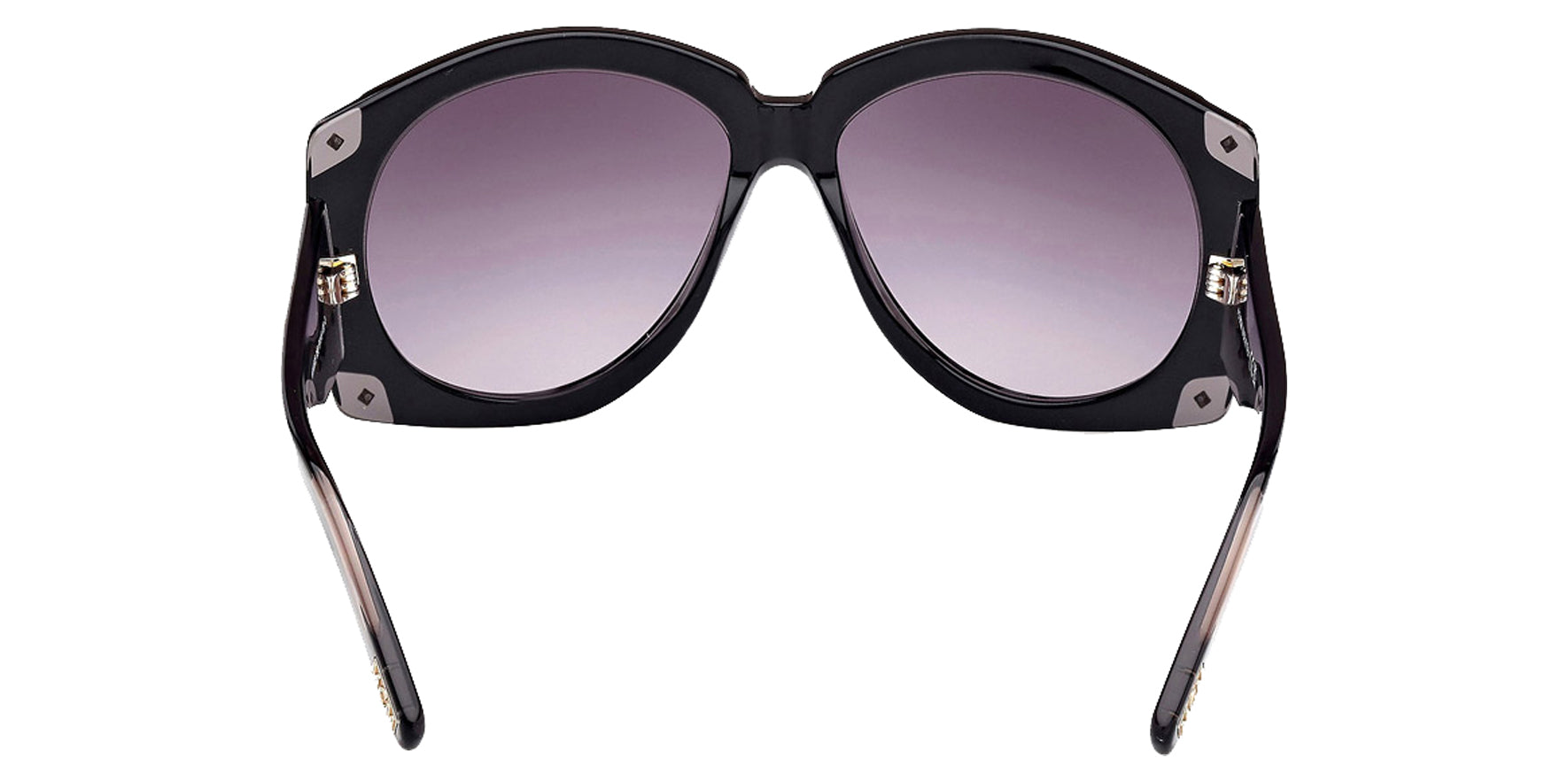 MCM Worldwide Black/Shiny Grey Trendy Round Sunglasses MW0005-05 Smoke Gradient Lens 61mm