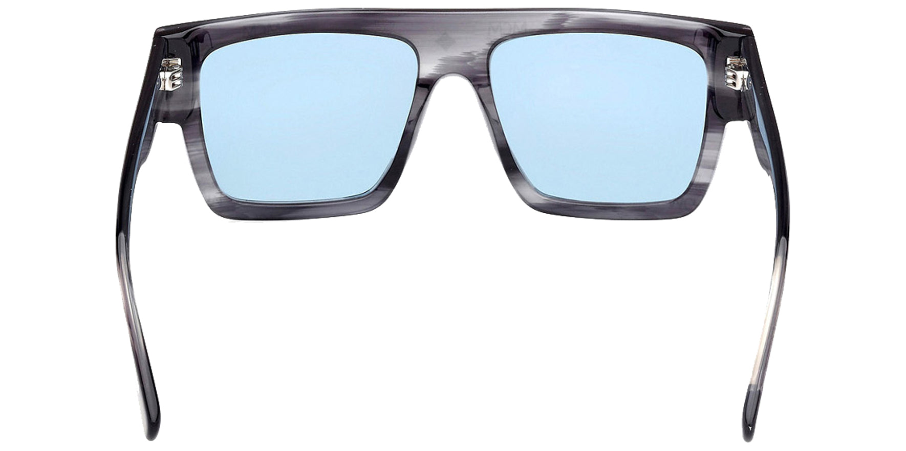 MCM Worldwide Striated Grey with Iridescent Monogram Flat Top Square Sunglasses MW0011-20V Light Blue Lens 55mm