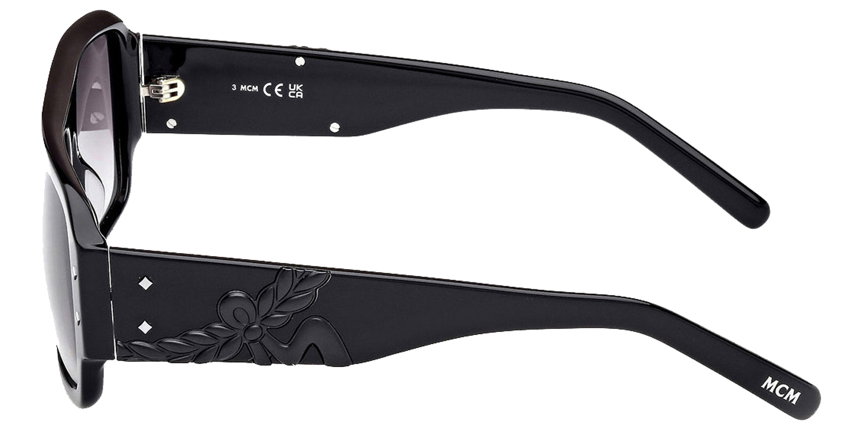 MCM Worldwide Shiny Black Navigator Sunglasses MW0022-01B Smoke Gradient Lens 55mm