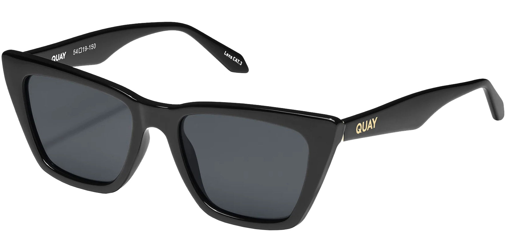 Quay Call The Shots Women Black Cat Eye Sunglasses NO-NS-1288-BLKSMKP Polarized Smoke Lens 54mm