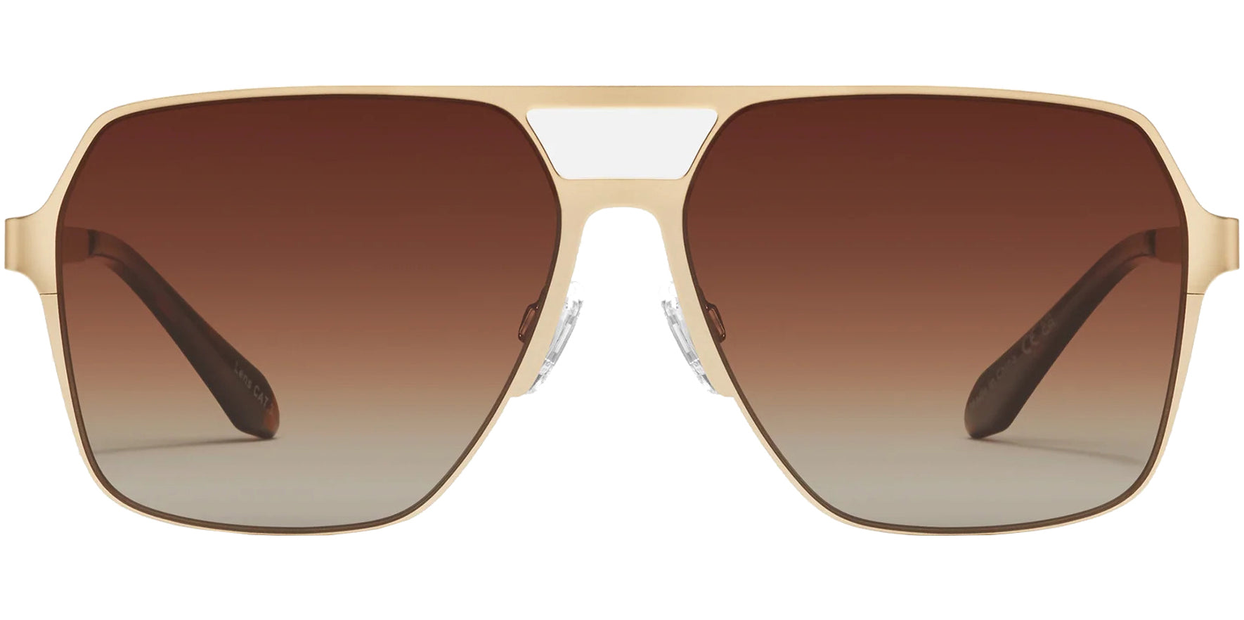 Quay Backstage Pass Men Gold-Tone Navigator Sunglasses NO-NS-1562-GLDBRN Polarized Brown Gradient Lens 60mm