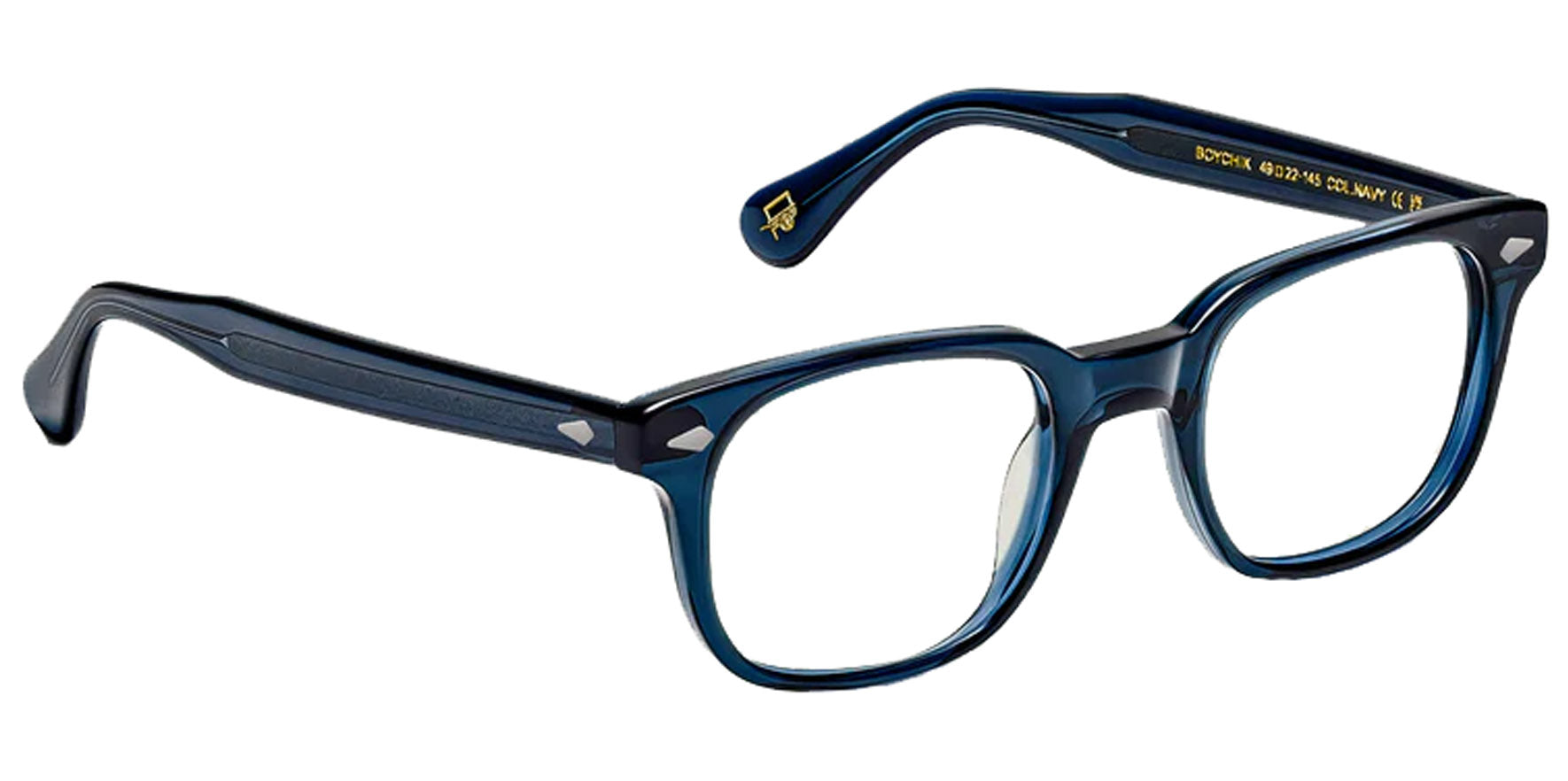 Moscot Boychik Navy Square Eyeglass Frames OR-BOY-O49221400-01 Clear Demo Lens 49mm