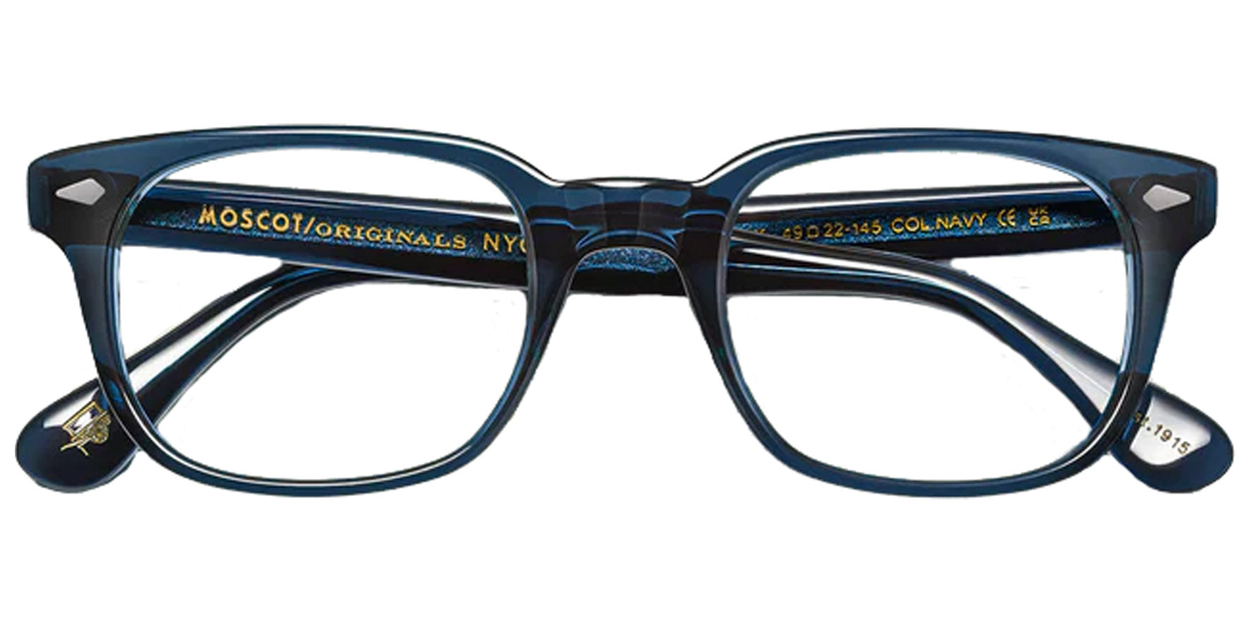 Moscot Boychik Navy Square Eyeglass Frames OR-BOY-O49221400-01 Clear Demo Lens 49mm