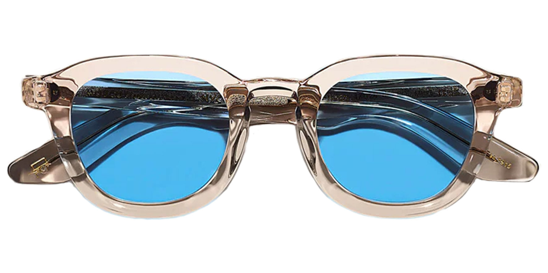 Moscot Polychrome Dahven Sun Mist Round Sunglasses OR-DAH-S47241319-TD Celebrity Blue Lens 47mm