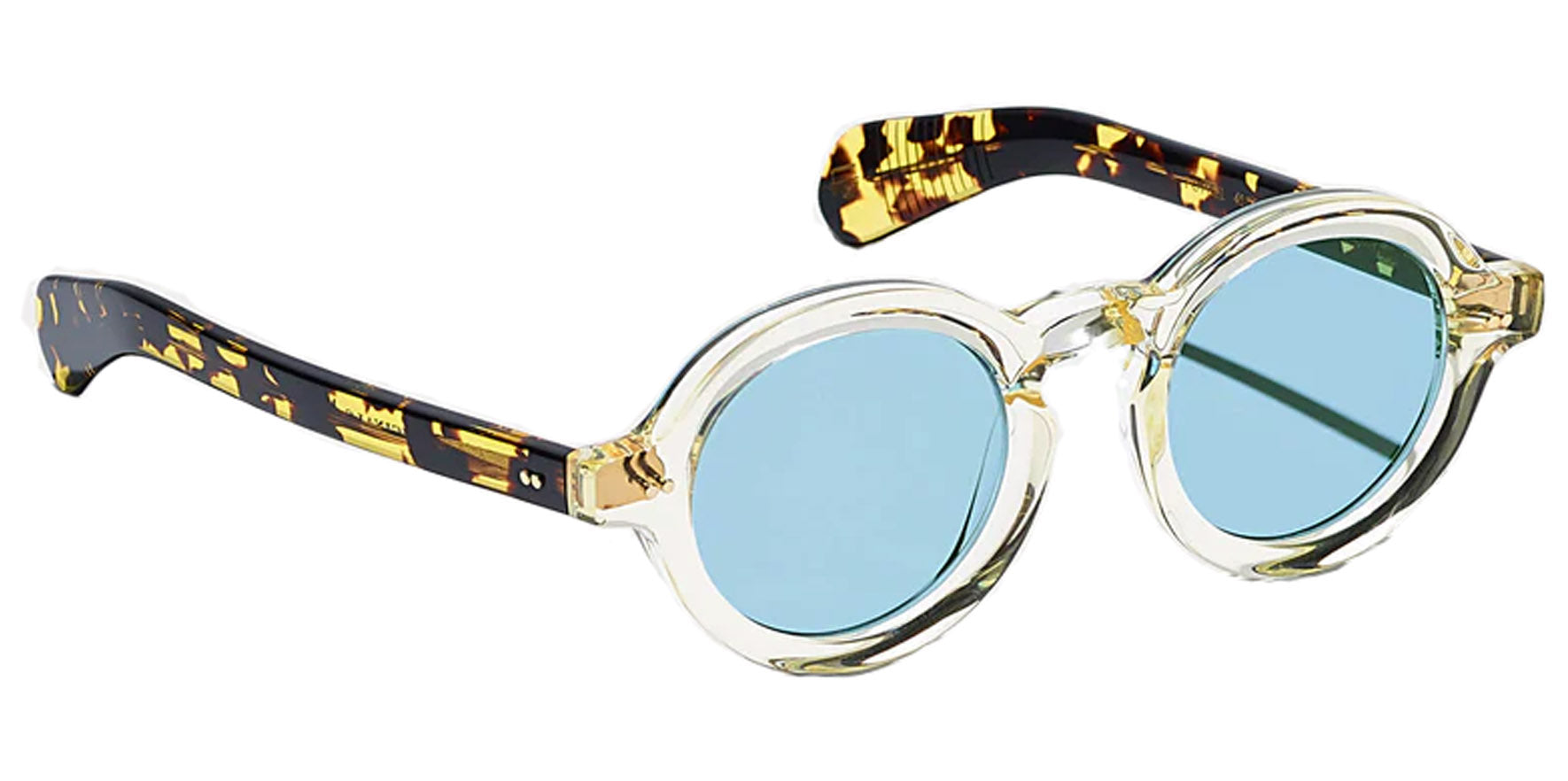 Moscot Foygel Sun Citron/Tortoise Round Sunglasses OR-FOY-S46222600-TD Celebrity Blue Lens 46mm