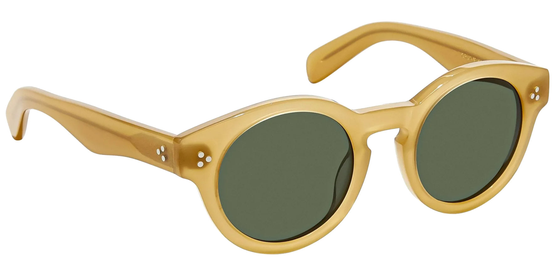Moscot Grunya Sun Goldenrod Round Sunglasses OR-GRU3-S47220715-02 Green G15 Lens 47mm