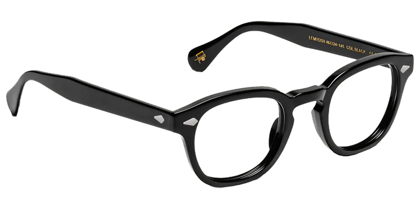 Moscot Lemtosh Black Soft Square Eyeglass Frames OR-LEM-O44240200-01 Clear Demo Lens 44mm