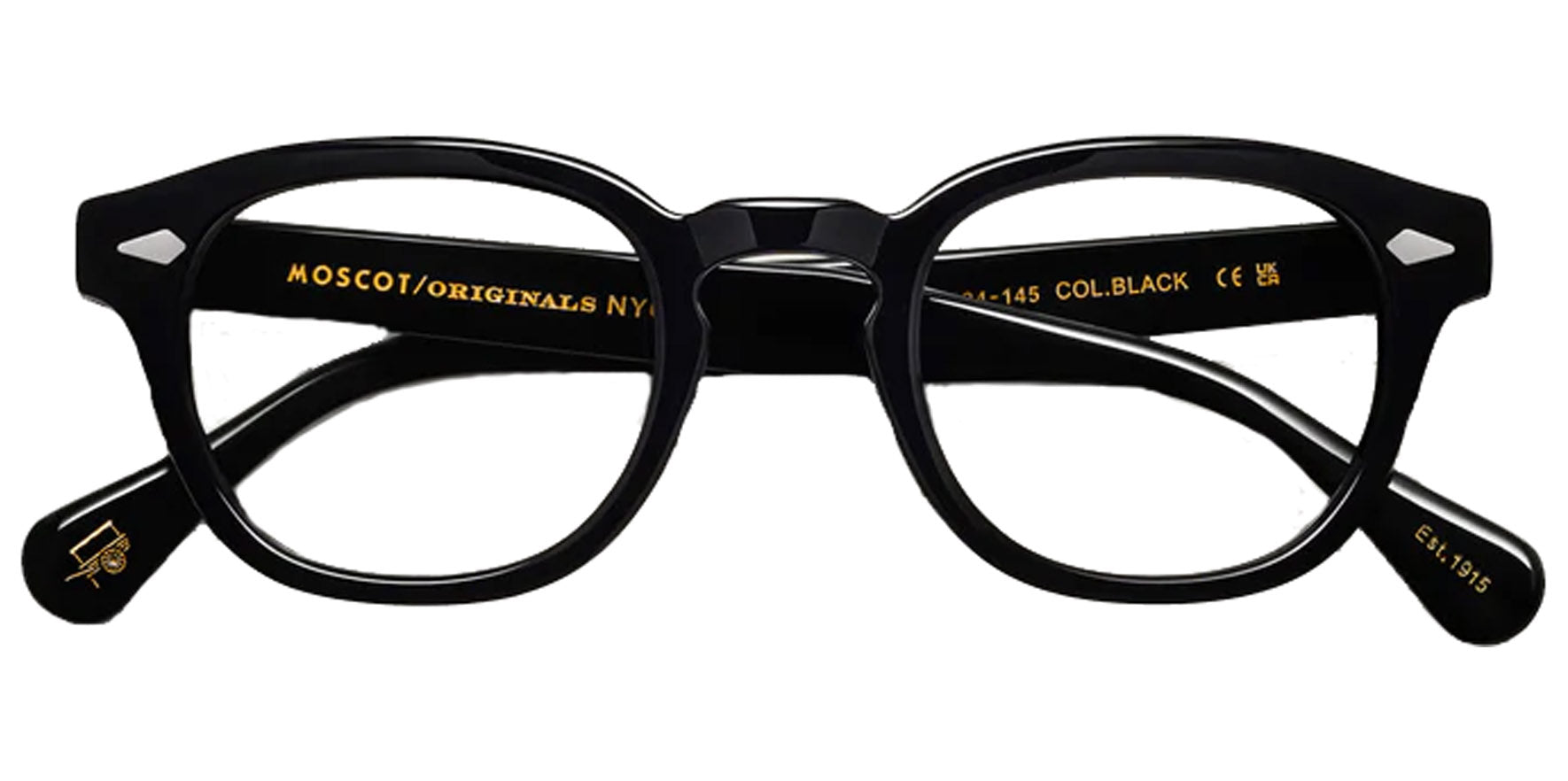 Moscot Lemtosh Black Soft Square Eyeglass Frames OR-LEM-O44240200-01 Clear Demo Lens 44mm