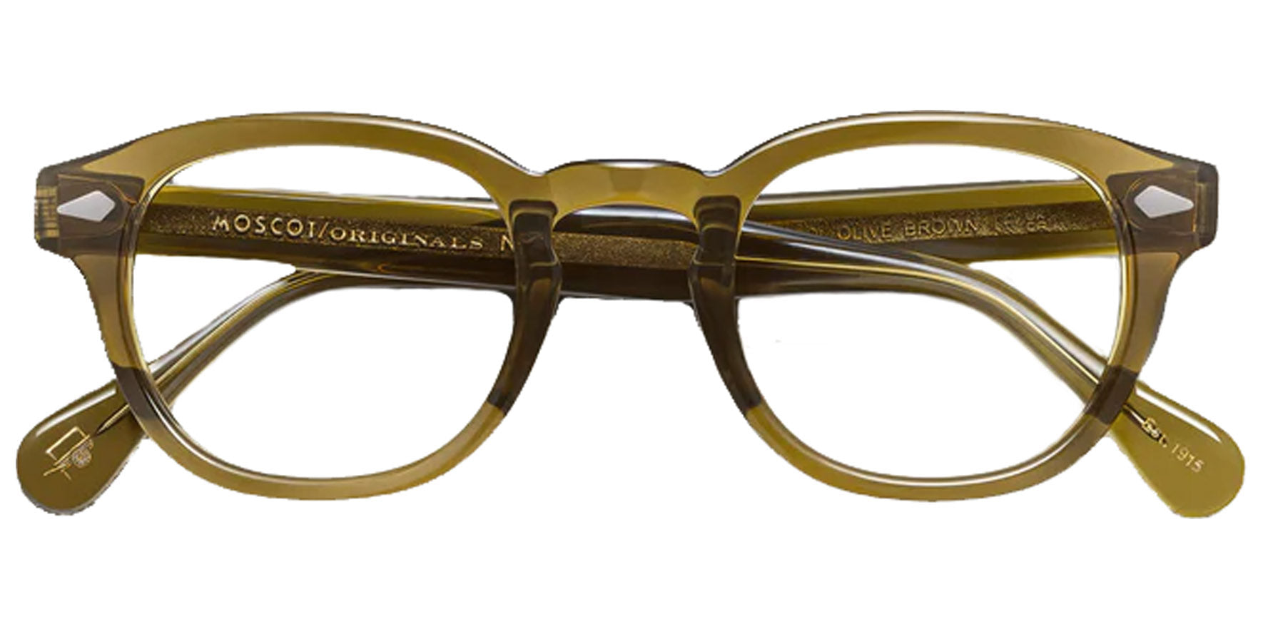 Moscot Lemtosh Olive Brown Soft Square Eyeglass Frames OR-LEM-O52241509-01 Clear Demo Lens 52mm