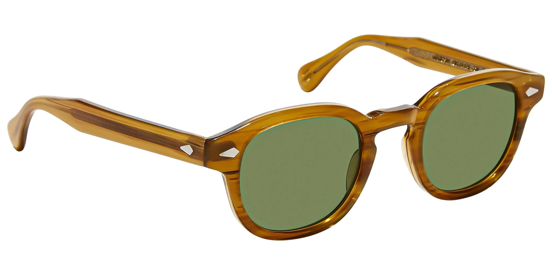 Moscot Lemtosh Sun Blonde Calibar Soft Square Sunglasses OR-LEM-S46240208-04 Green Lens 46mm