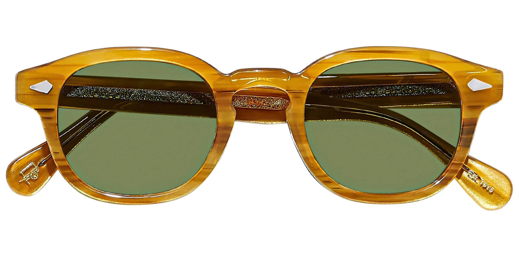 Moscot Lemtosh Sun Blonde Calibar Soft Square Sunglasses OR-LEM-S46240208-04 Green Lens 46mm