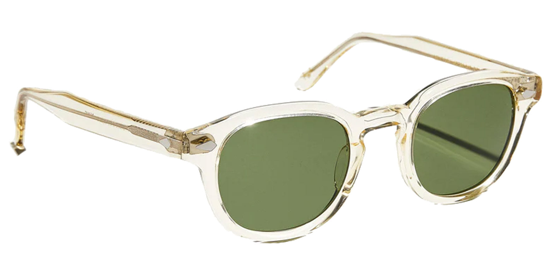 Moscot Lemtosh Sun Flesh Calibar Soft Square Sunglasses OR-LEM-S46240600-04 Green Lens 46mm