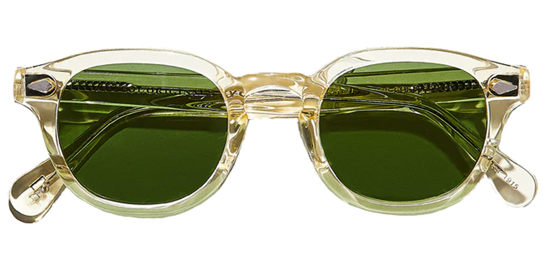 Moscot Lemtosh Sun Flesh Calibar Soft Square Sunglasses OR-LEM-S46240600-04 Green Lens 46mm