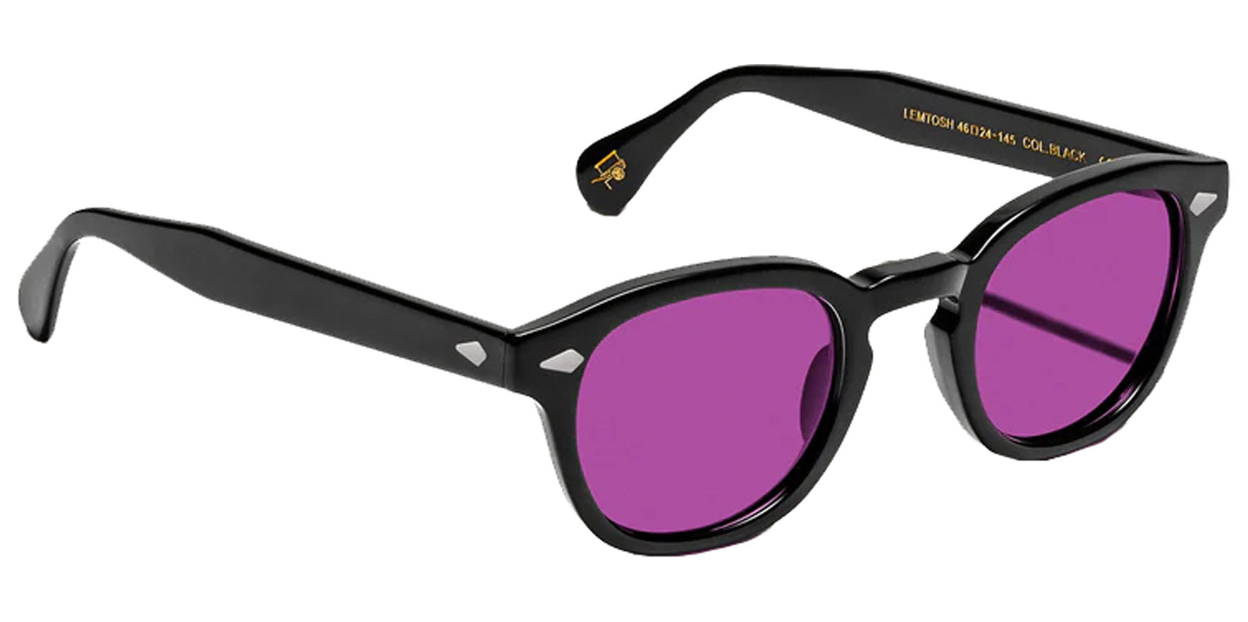 Moscot Lemtosh Base 2 Sun Black Soft Square Sunglasses OR-LMB2-S46240200-TL Purple Nurple Lens 46mm