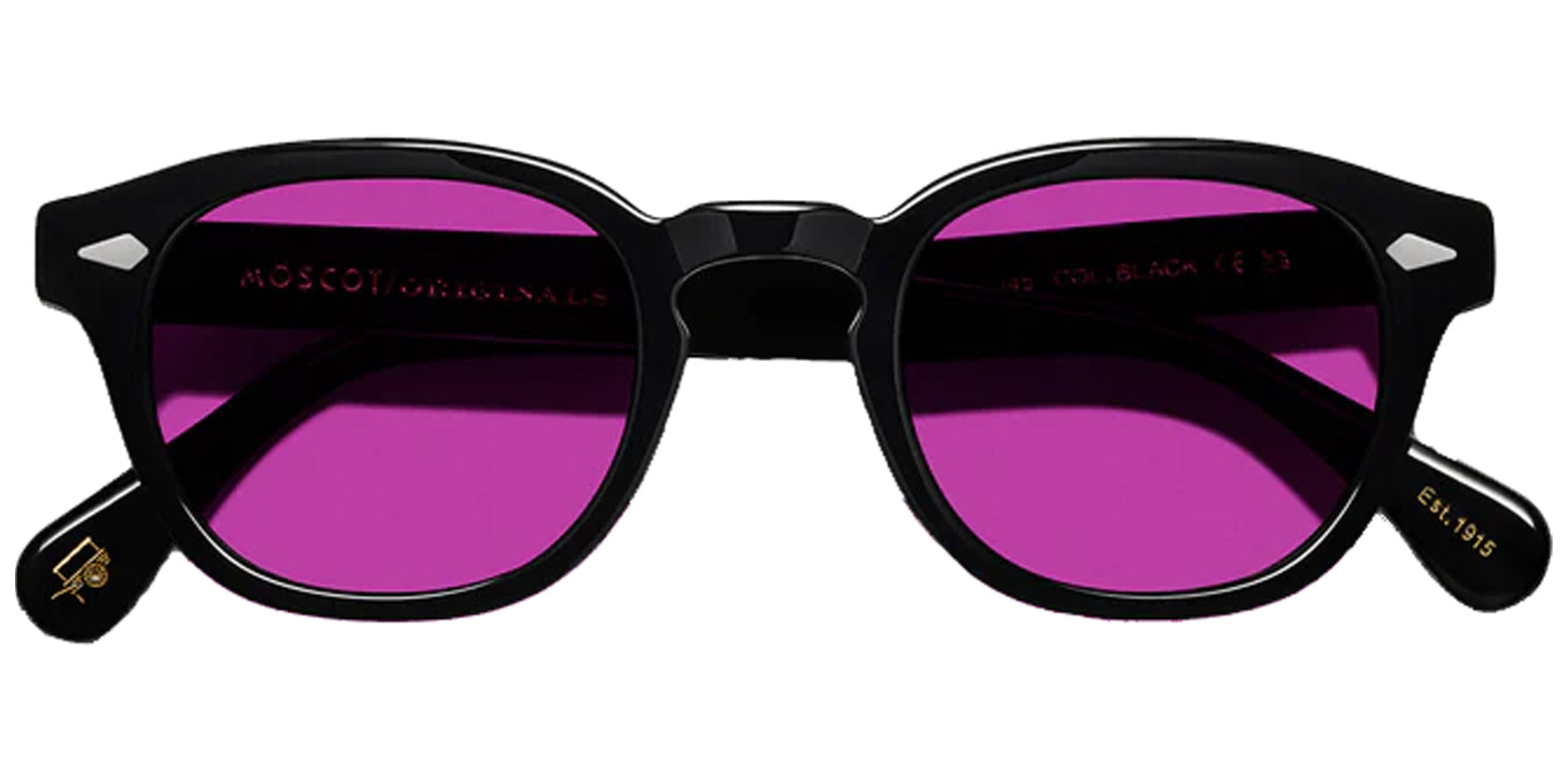Moscot Lemtosh Base 2 Sun Black Soft Square Sunglasses OR-LMB2-S46240200-TL Purple Nurple Lens 46mm