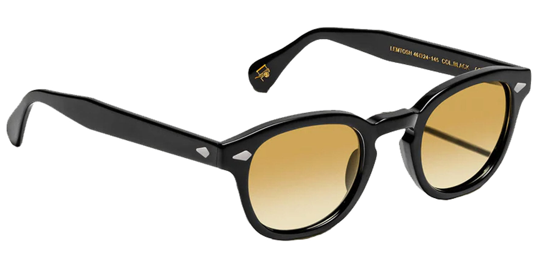 Moscot Lemtosh Base 2 Sun Black Soft Square Sunglasses OR-LMB2-S49240200-TK Chestnut Fade Lens 49mm