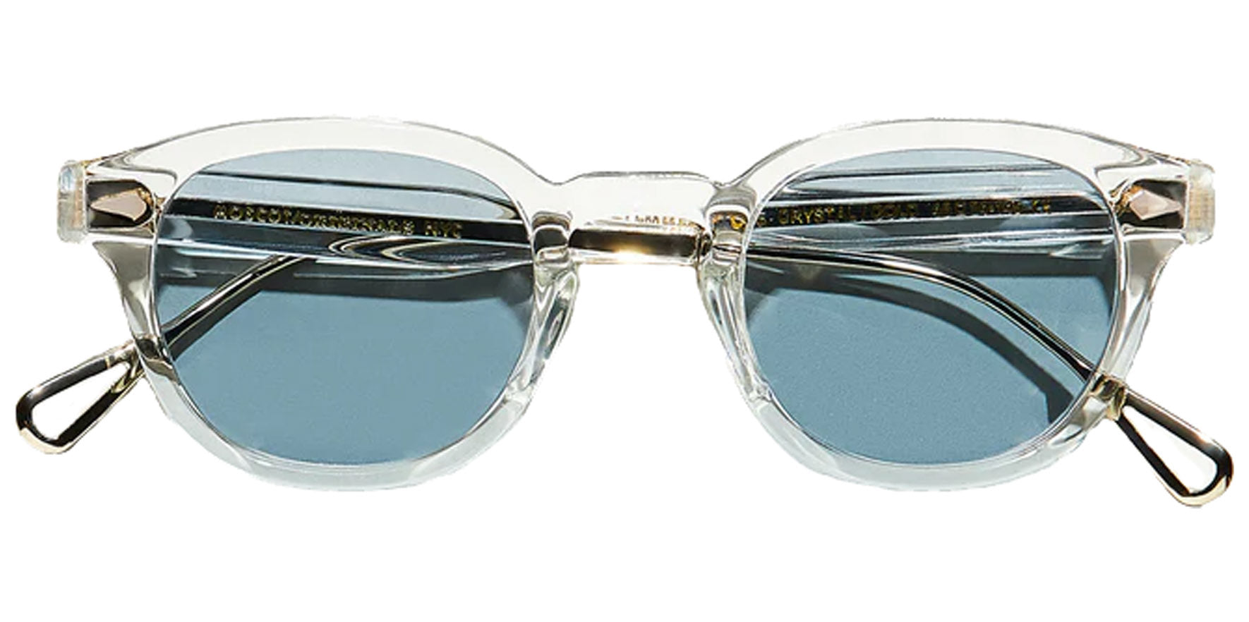 Moscot Lemtosh TT Sun Crystal/Gold Soft Square Sunglasses OR-LMTT-S46240315-23 Blue Lens 46mm
