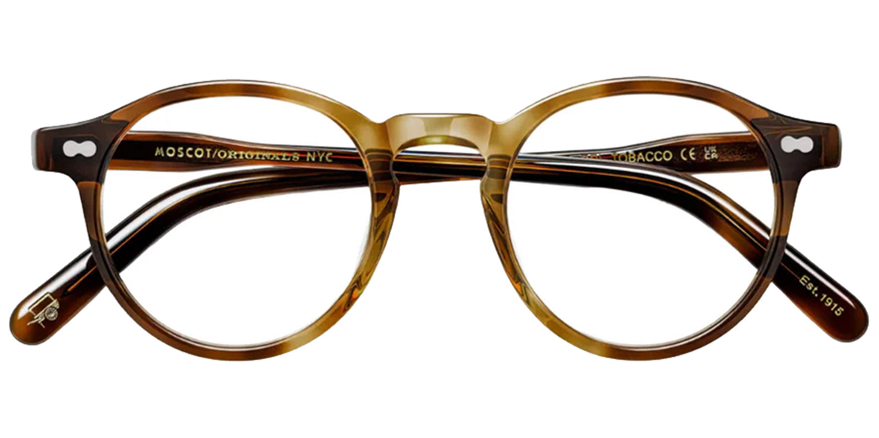 Moscot Miltzen Tobacco Round Eyeglass Frames OR-MIL-O46222001-01 Clear Demo Lens 46mm