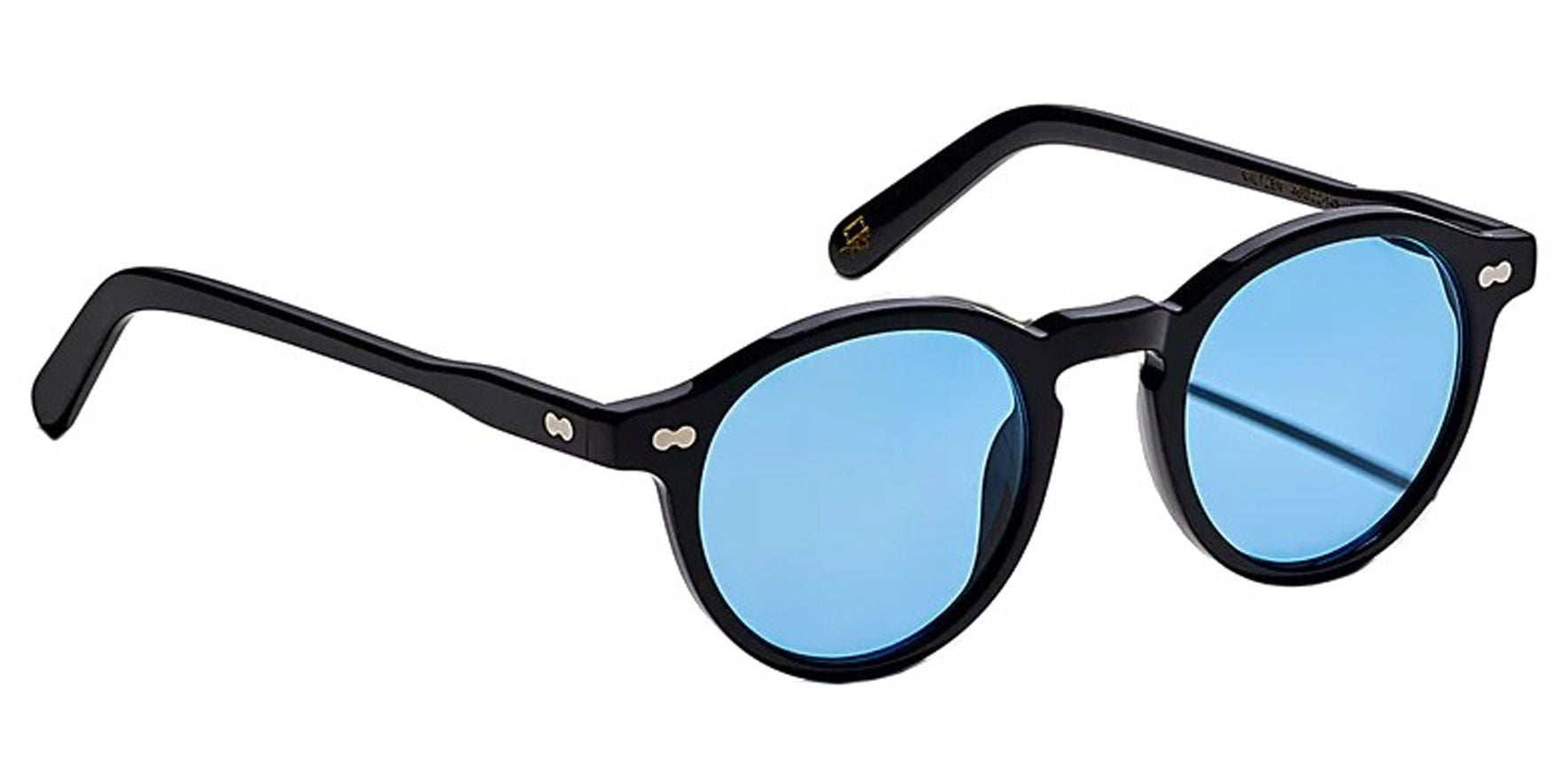 Moscot Miltzen Base 2 Sun Black Round Sunglasses OR-MLB2-S46220200-TD Celebrity Blue Lens 46mm