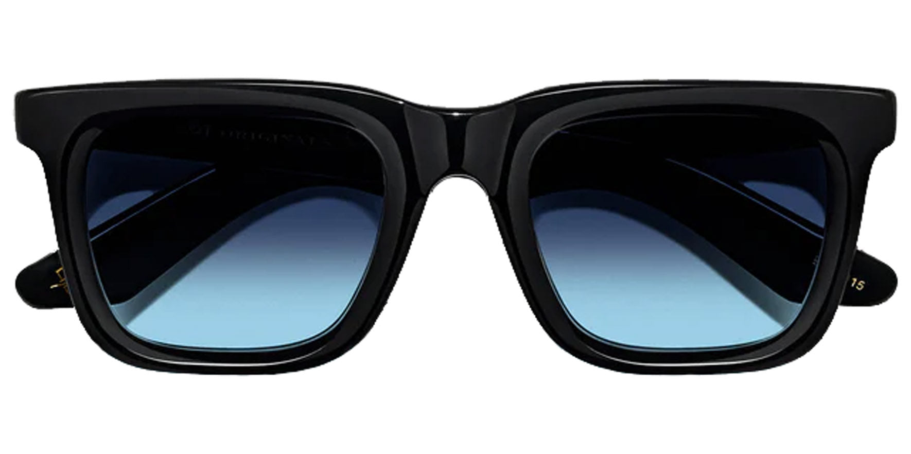 Moscot Rizik Sun Black Rectangular Sunglasses OR-RIZ-S49220200-TP Denim Blue Lens 49mm