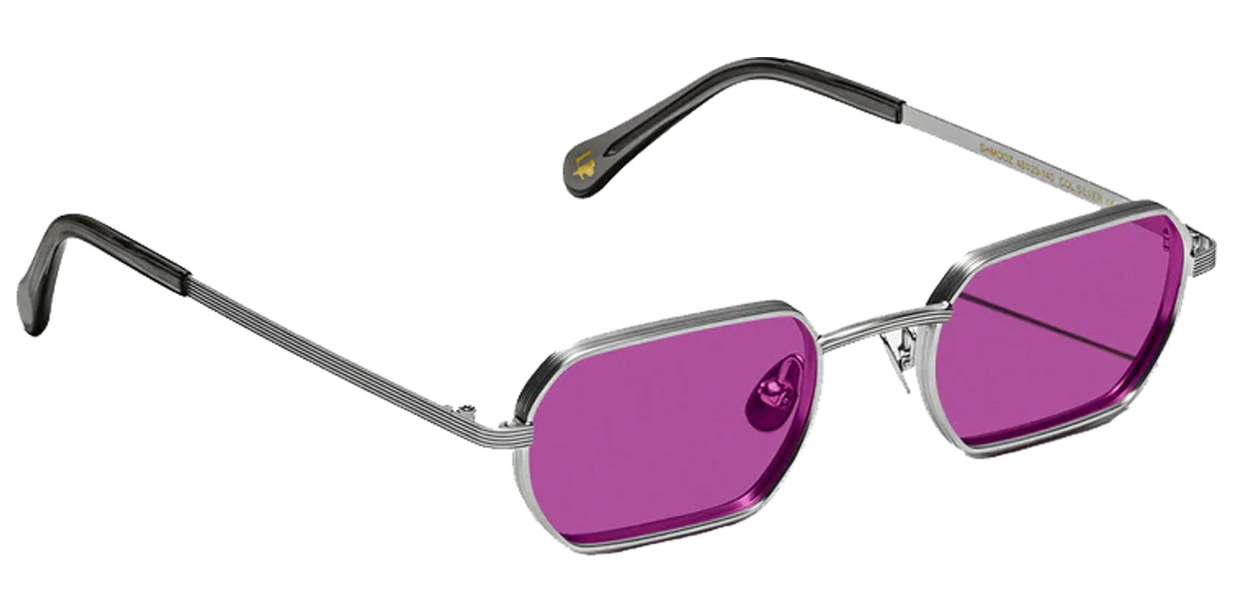 Moscot Shmooz Sun Silver Geometric Sunglasses OR-SHM-S48201902-TL Purple Nurple Lens 48mm