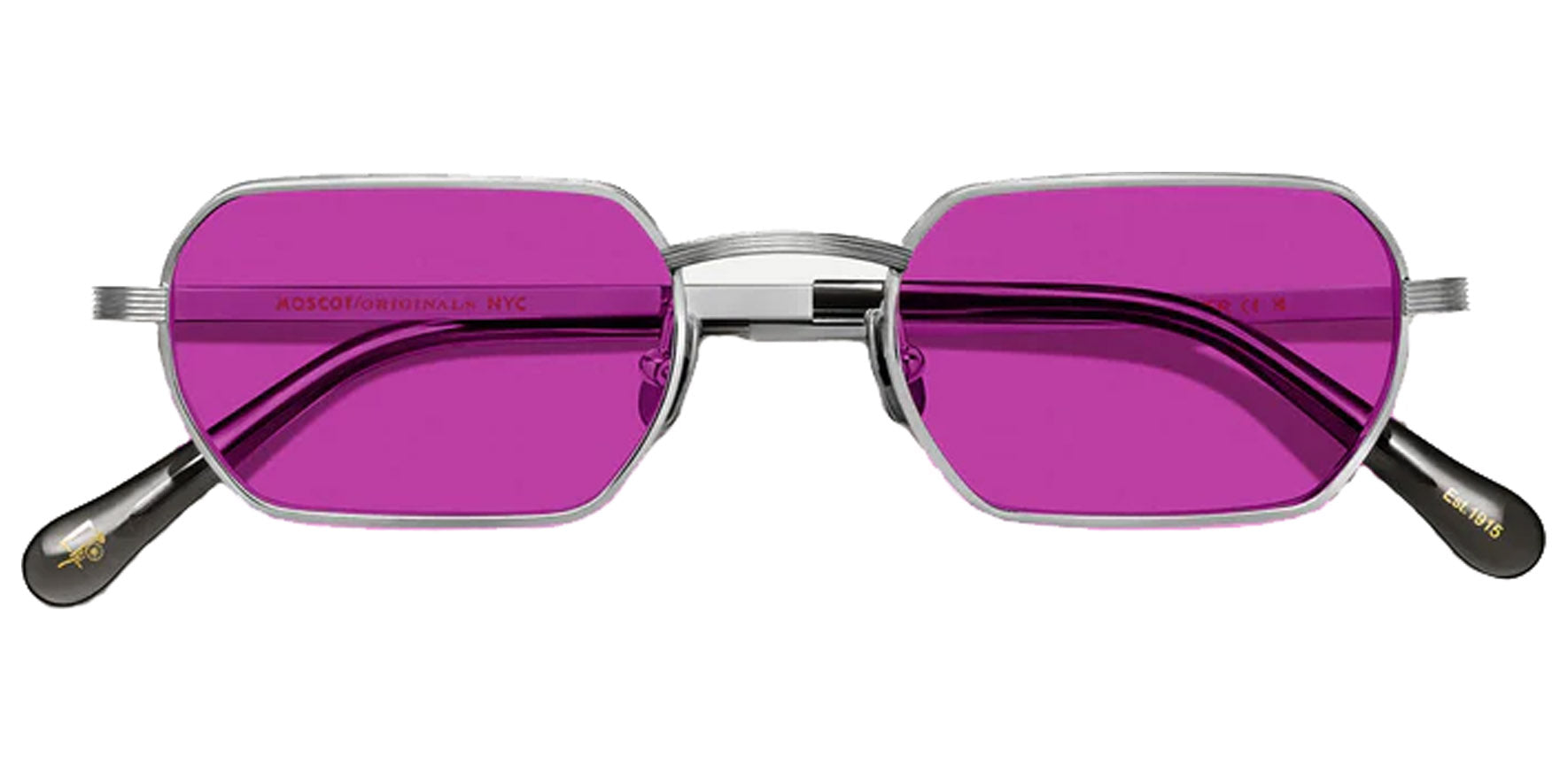 Moscot Shmooz Sun Silver Geometric Sunglasses OR-SHM-S48201902-TL Purple Nurple Lens 48mm