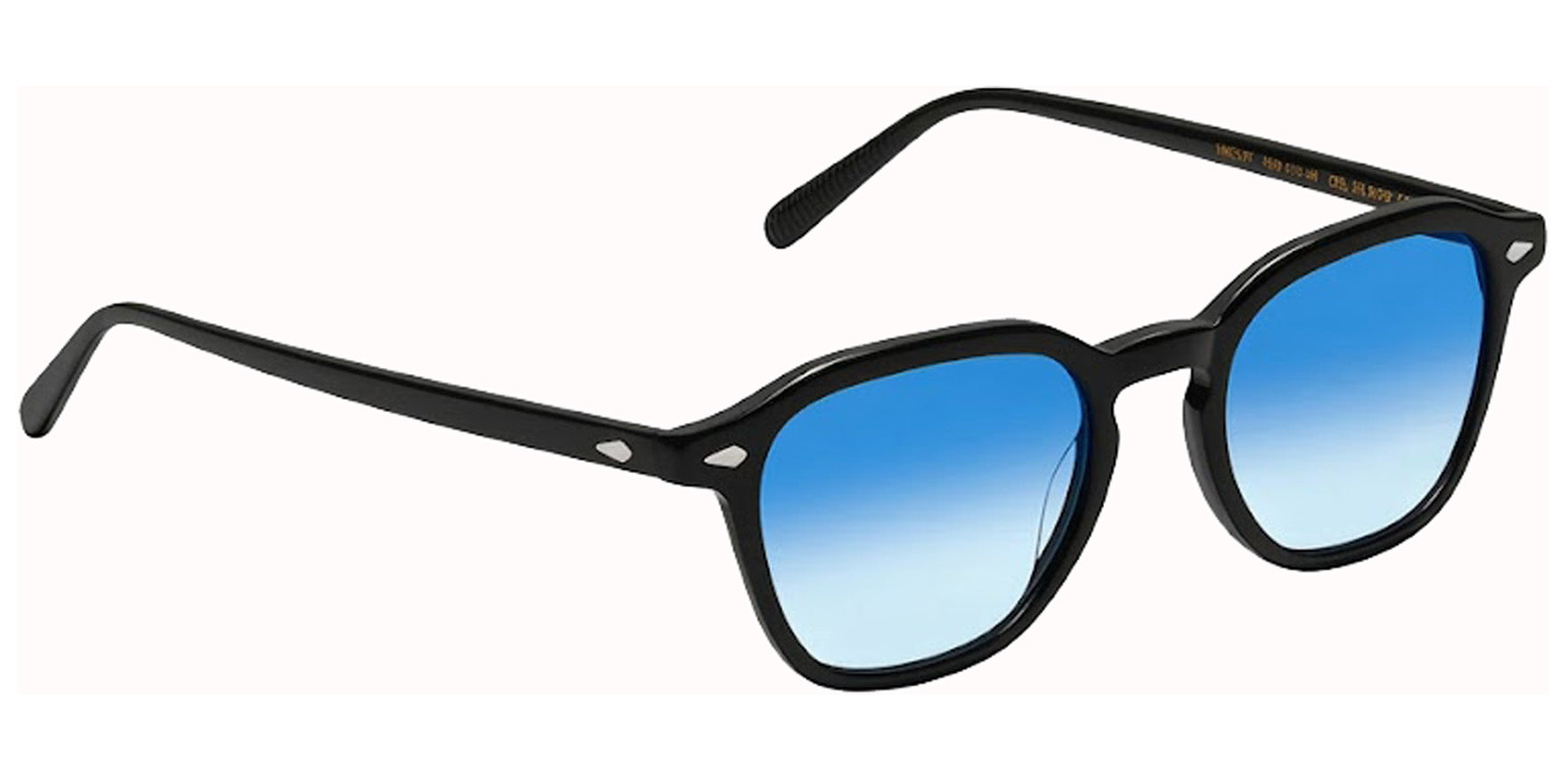 Moscot Vantz Sun Black Soft Square Sunglasses OR-VAN-S50210200-TR Broadway Blue Fade Lens 50mm