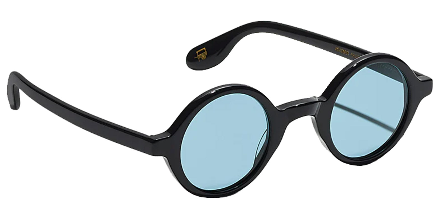 Moscot Zolman Sun Black Round Sunglasses OR-ZOL-S42280200-23 Blue Lens 42mm