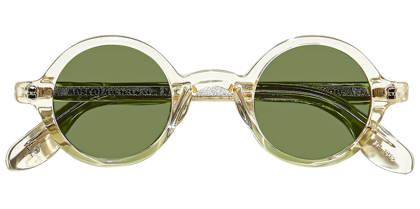 Moscot Zolman Sun Flesh Calibar Round Sunglasses OR-ZOL-S42280600-04 Green Lens 42mm